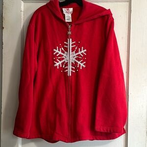 Quaker Factory Red Snowflake Sweat-jacket 2X
